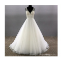 Fashion Style Deep V-Neck Bridal Gown Sexy Princess Beaded See Through Sleeveless wedding dress princess
